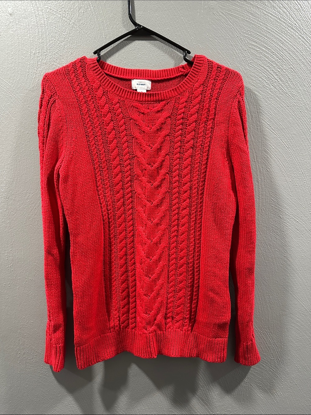 Old Navy Red Cable Knit Scoopneck Sweater